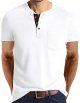 Mens Fashion Shirts Long Sleeve Button Cotton T-Shirt with Pocket