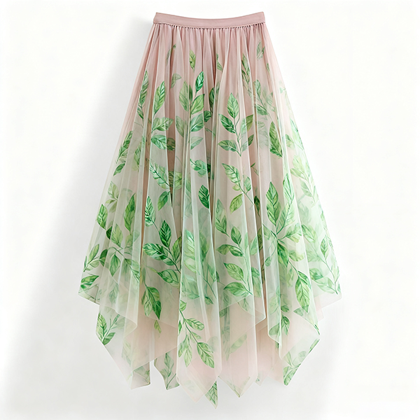 High-Waist Solid Color Women's Gauze Irregular Slim A-Line Mid-Length Skirt