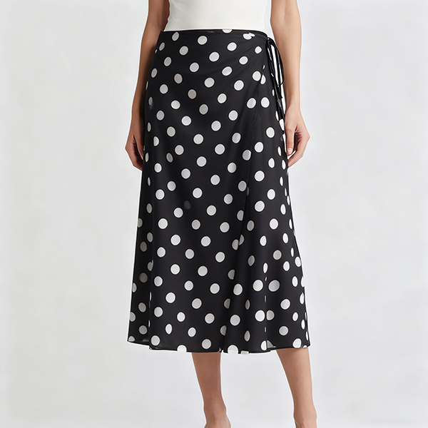 Spring Summer Autumn Lace-Up Solid Color Linen Lightweight Wrap Midi Skirt