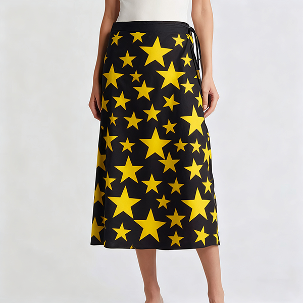 Spring Summer Autumn Lightweight Solid Color Linen Wrap Midi Skirt - Lace-Up